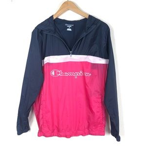Champion Windbreaker Pullover XL Pink Blue
